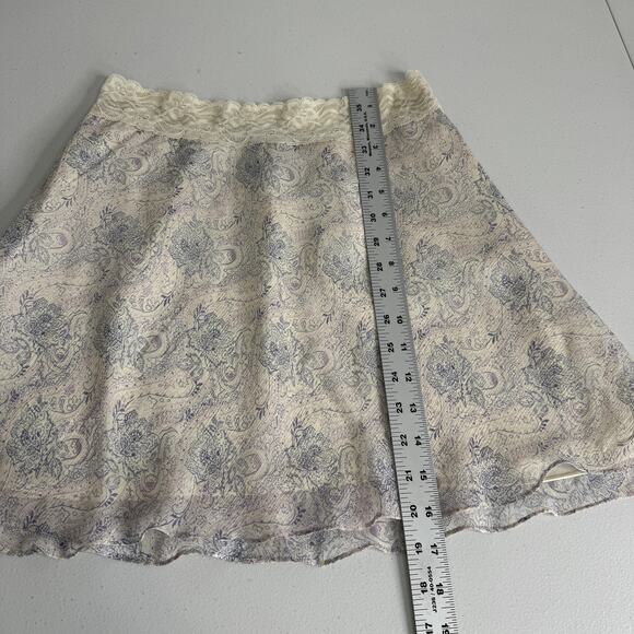Vintage Express Skirt Womens Small Ivory Silk Paisley Mini Fairy Y2K Coquette - Picture 11 of 11